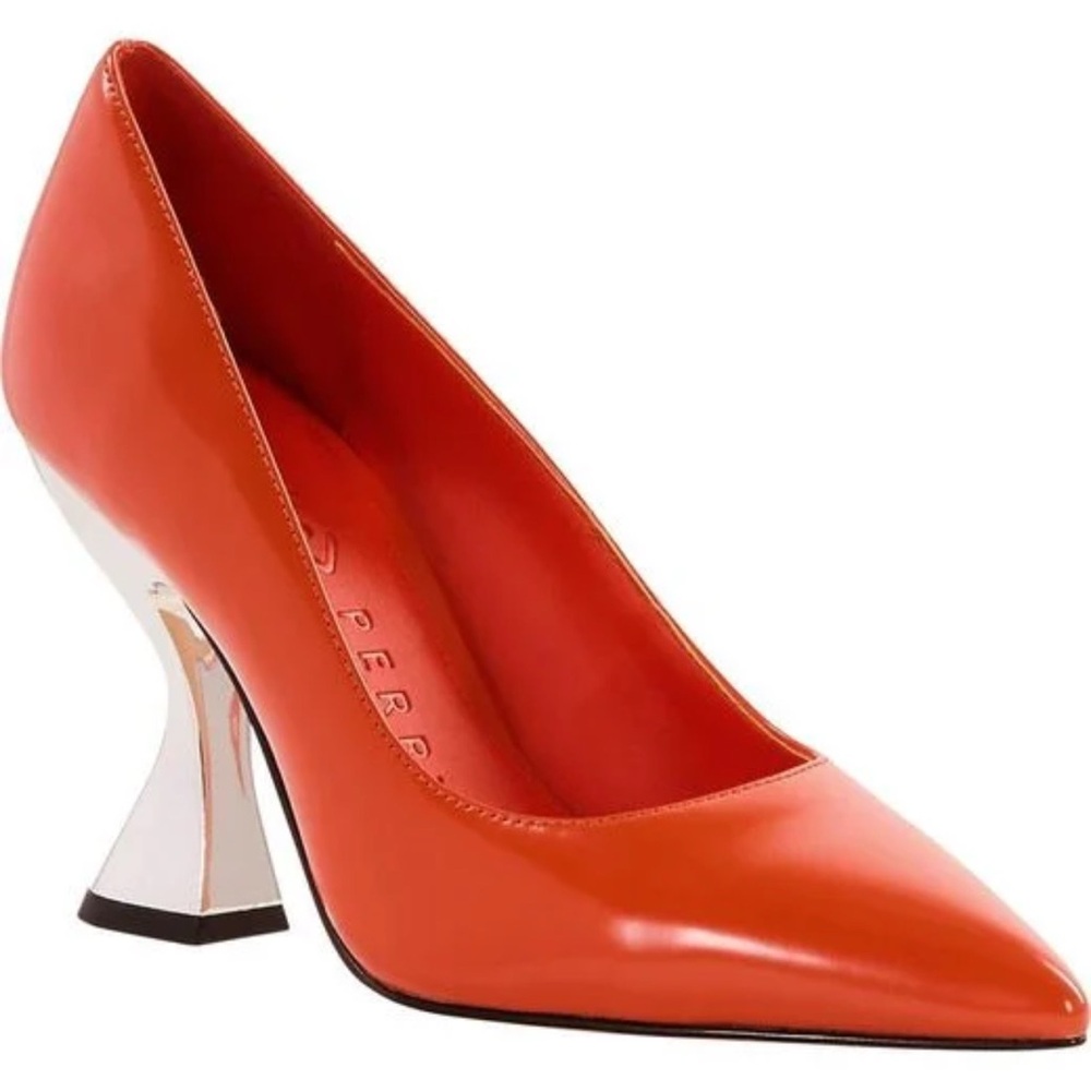 Katy Perry Collections Vibrant Orange Heels with Metallic Silver